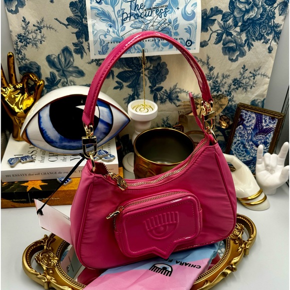 🆕 CHIARA FERRAGNI 🧿 NWT Vicky Eyelike Tote Bag - Borsa a Mano - Rose Pink - Picture 3 of 15